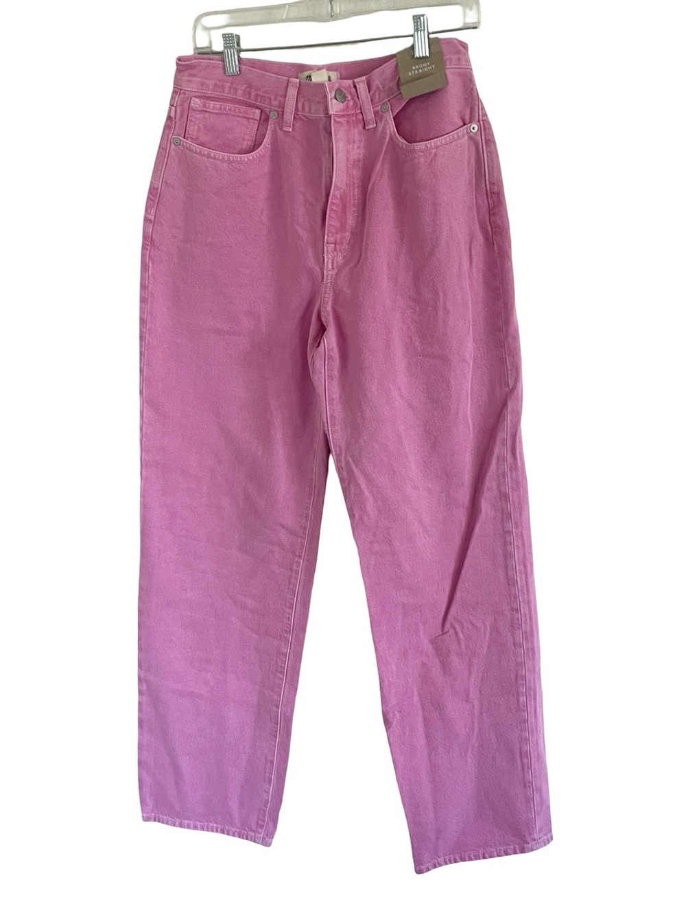 Madewell Baggy Straight Jeans Garment-Dyed Edition in Retro Pink NWT W27